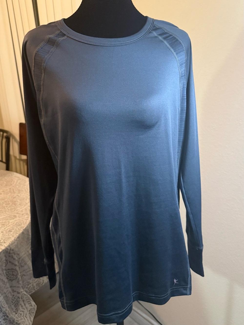 Danskin Now Long-Sleeve Crew Neck Top - Stone Grey